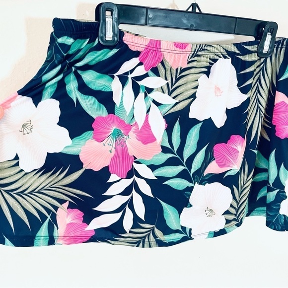 NWT Lane Bryant Women’s Size 10 Navy Tropical Swim Skirt Bottoms 🌺🌊 - Picture 1 of 7